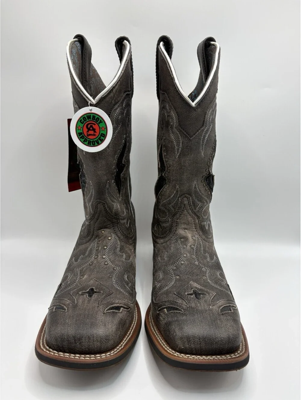 Laredo Womens Spellbound Leather Distressed Embroidered Cowboy Boot 9.5M NWOB